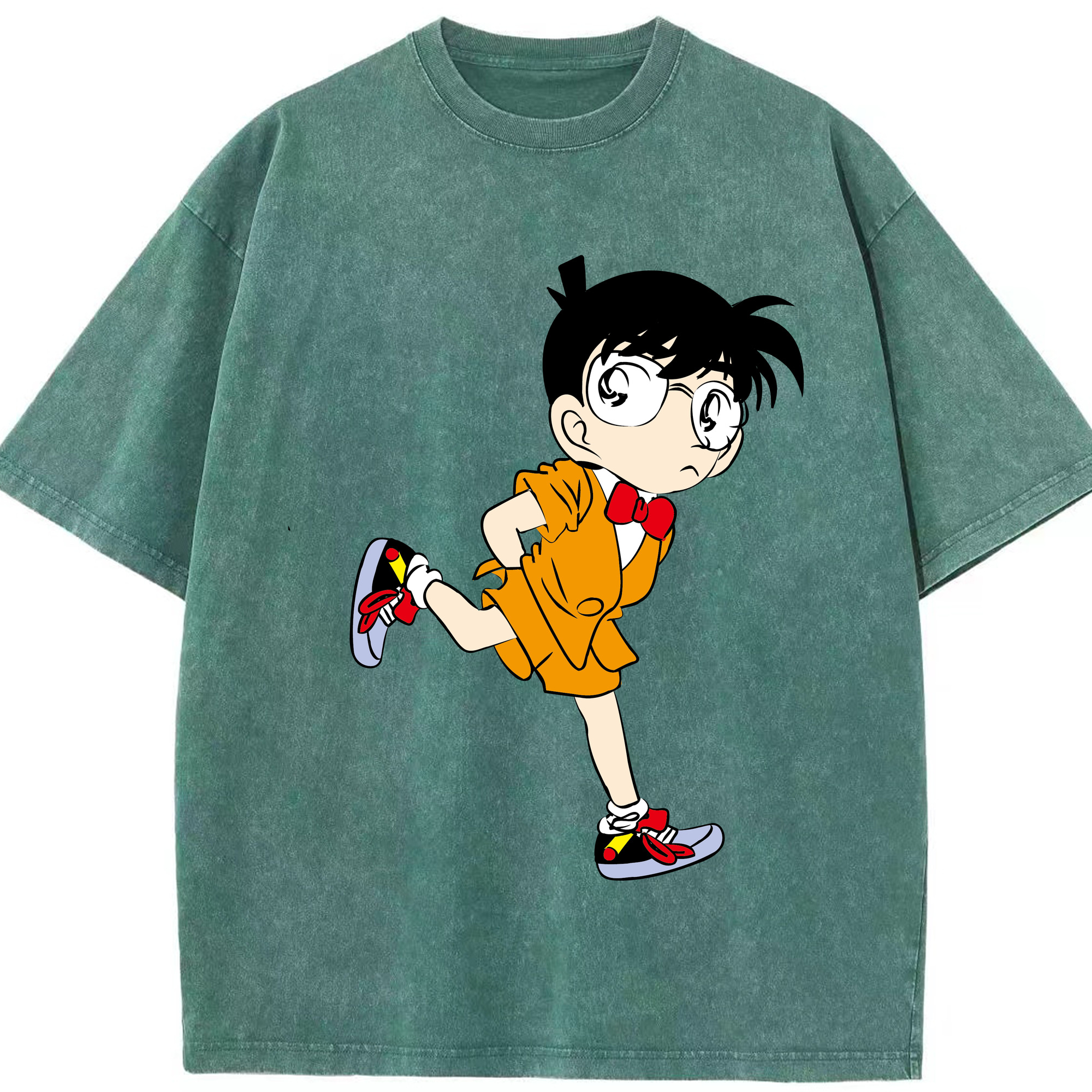 （画像用） 名探偵コナン 江戸川 コナン Detective Conan Conan Edogawa 綿100% ヴィンテージ風 半袖Tシャツ（フロントプリント）